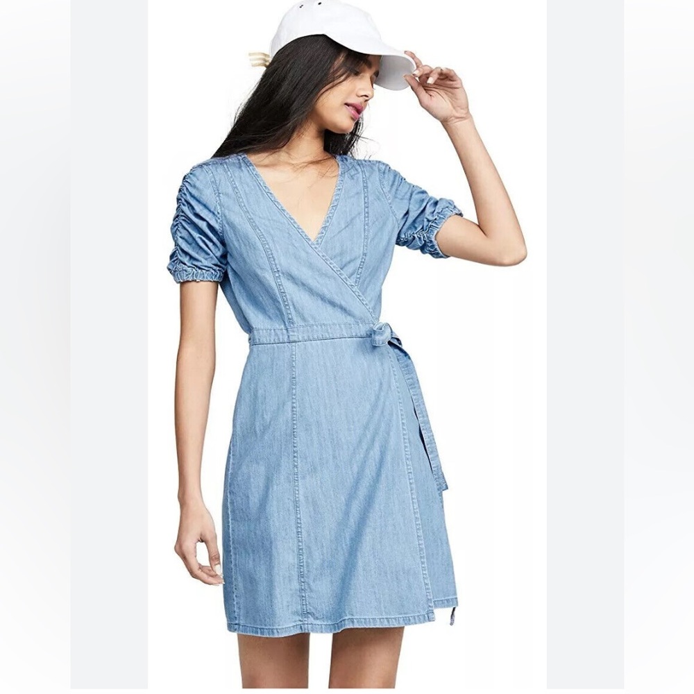 Madewell Women Denim Dress Medium
Elsworth Wash Wrap Crinkle Rushed Sleeve XS